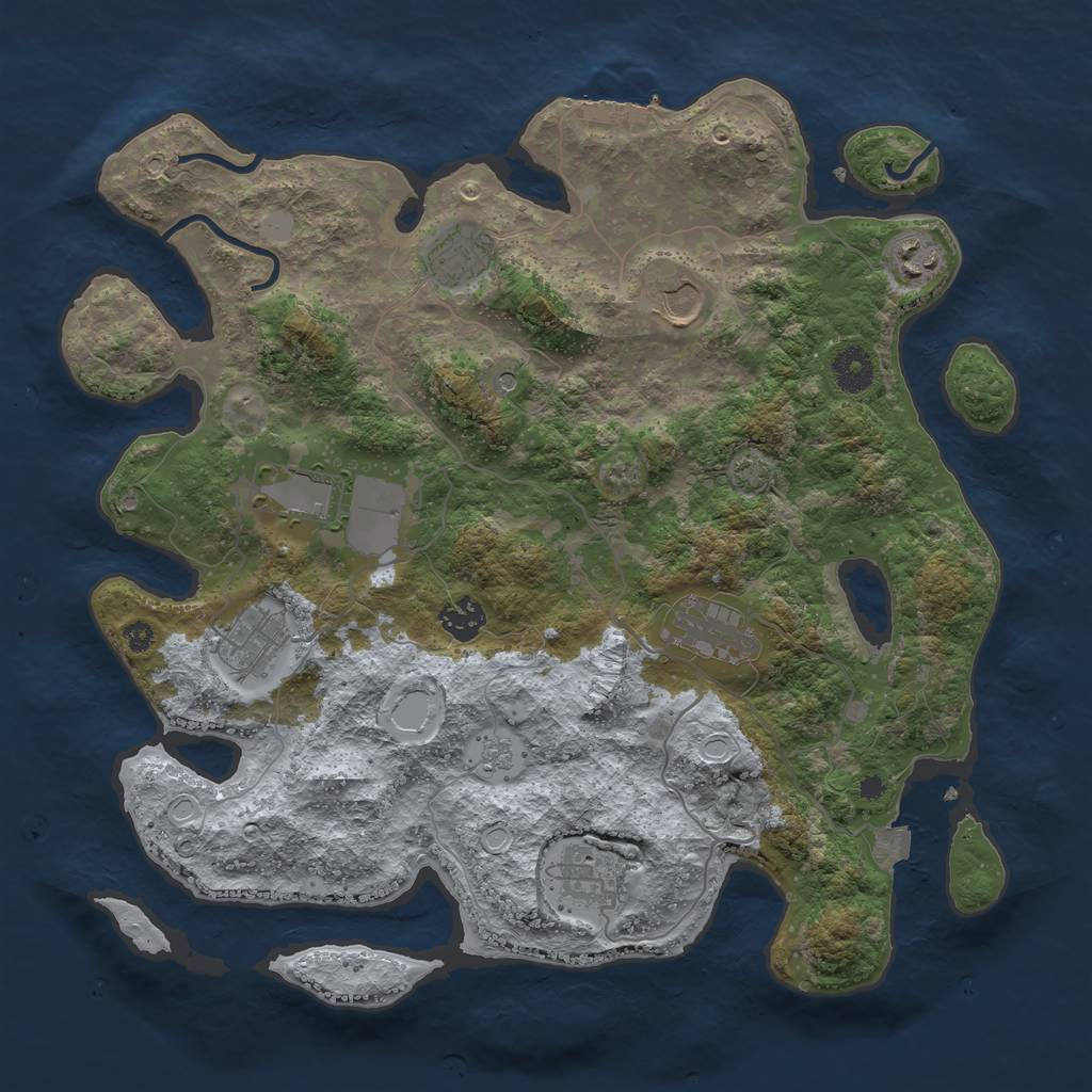 Rust Map: Procedural Map, Size: 3750, Seed: 629534665, 15 Monuments