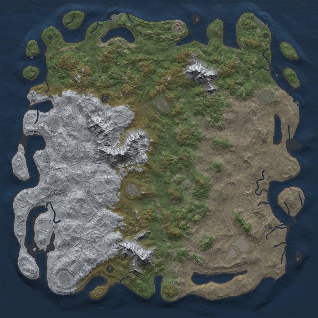 Rust Map: Procedural Map, Size: 6000, Seed: 1029385810, 19 Monuments