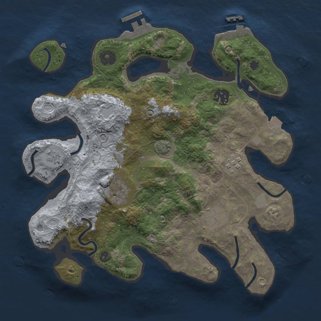 Rust Map: Procedural Map, Size: 3000, Seed: 1513490343, 12 Monuments