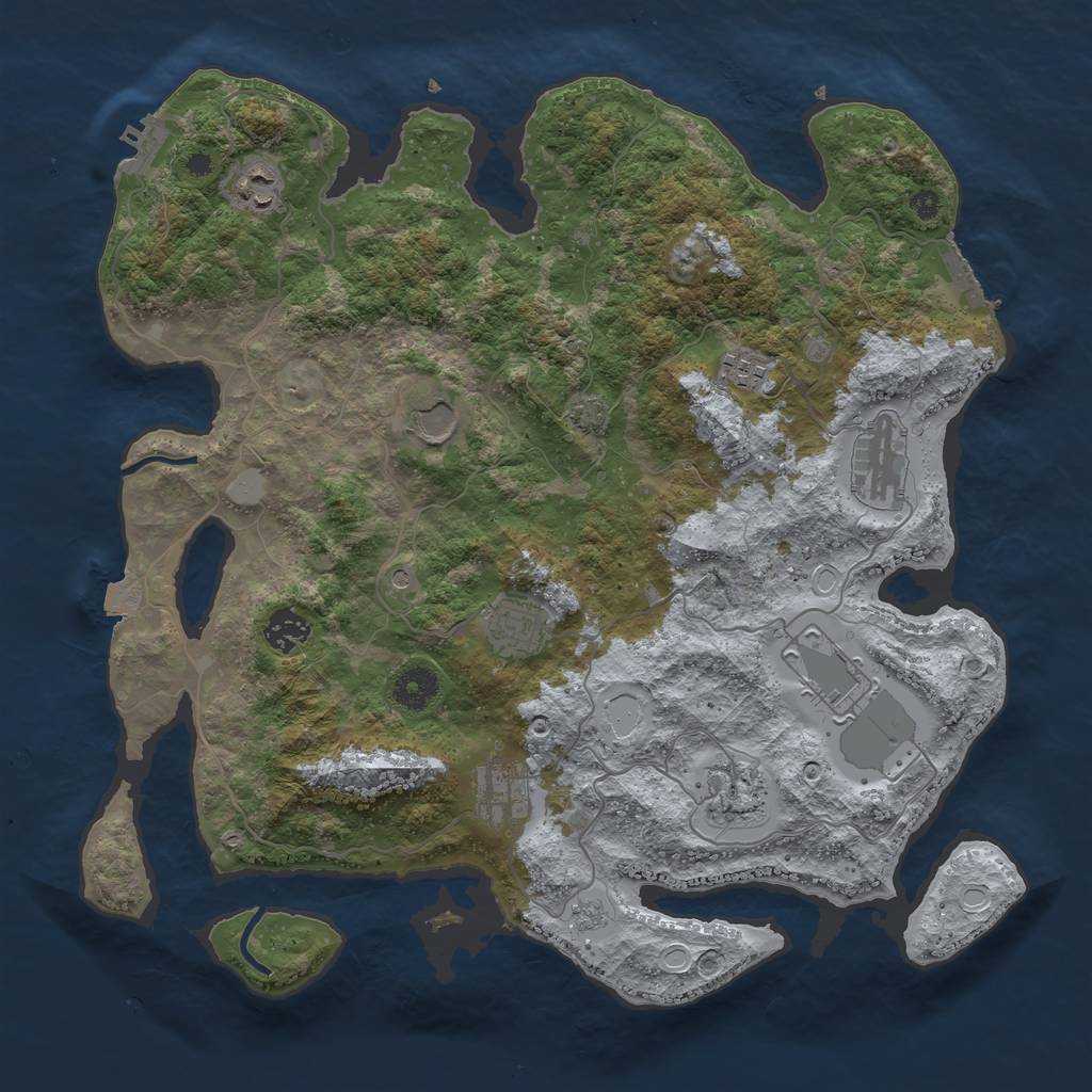 Rust Map: Procedural Map, Size: 3800, Seed: 278868105, 17 Monuments