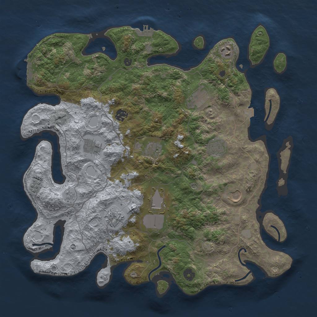 Rust Map: Procedural Map, Size: 4000, Seed: 580600376, 18 Monuments