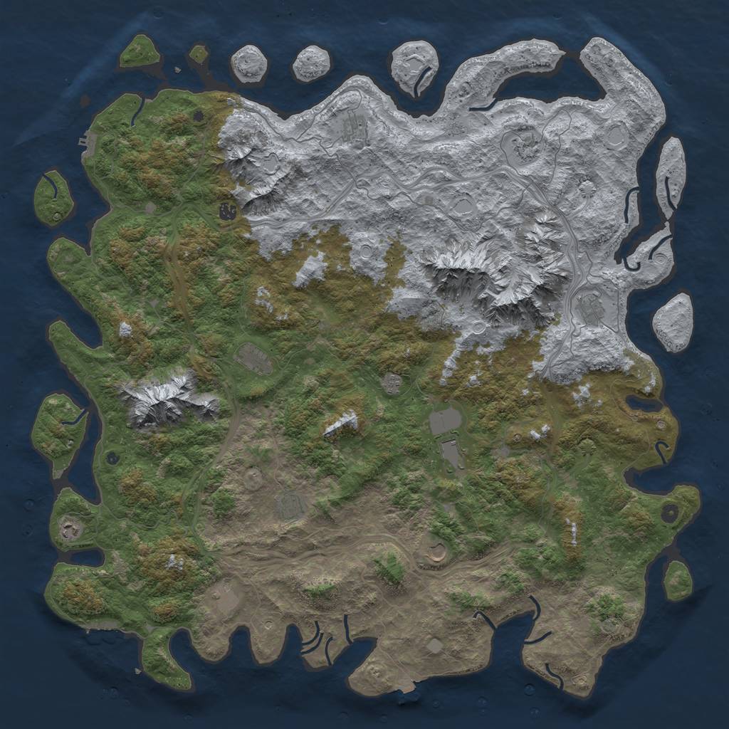 Rust Map: Procedural Map, Size: 6000, Seed: 473892, 19 Monuments