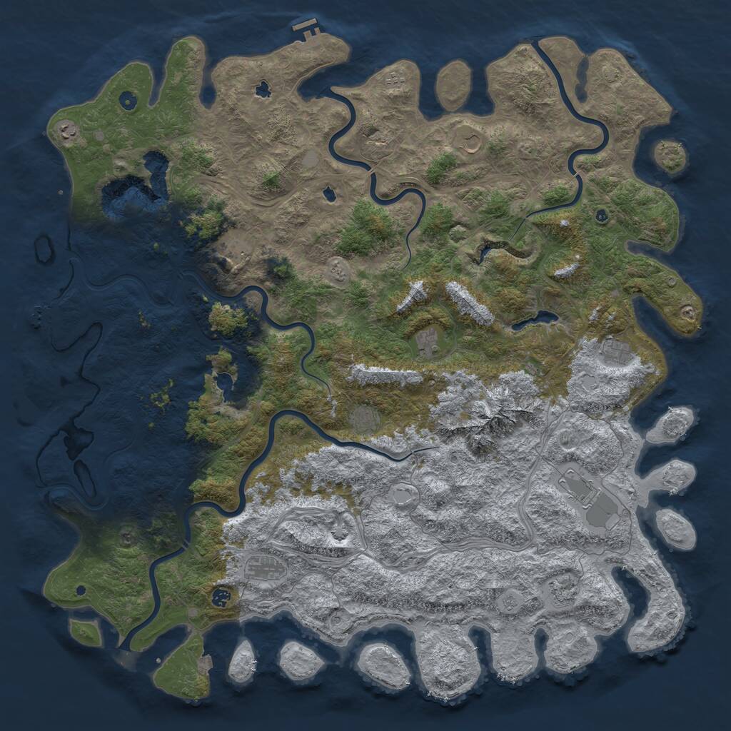 Rust Map: Procedural Map, Size: 6000, Seed: 8675, 17 Monuments