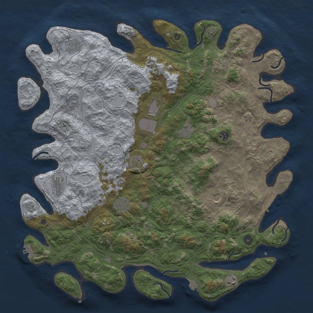 Rust Map: Procedural Map, Size: 4800, Seed: 208046192, 19 Monuments