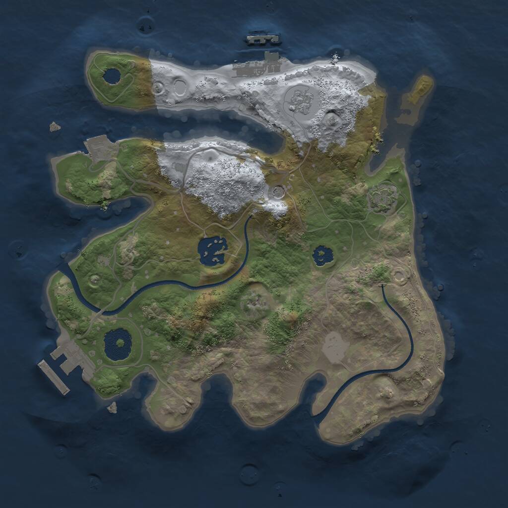 Rust Map: Procedural Map, Size: 2500, Seed: 523500714, 7 Monuments