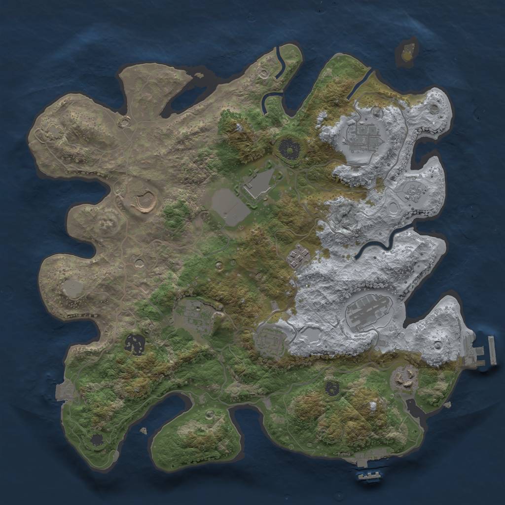 Rust Map: Procedural Map, Size: 3500, Seed: 41483289, 17 Monuments