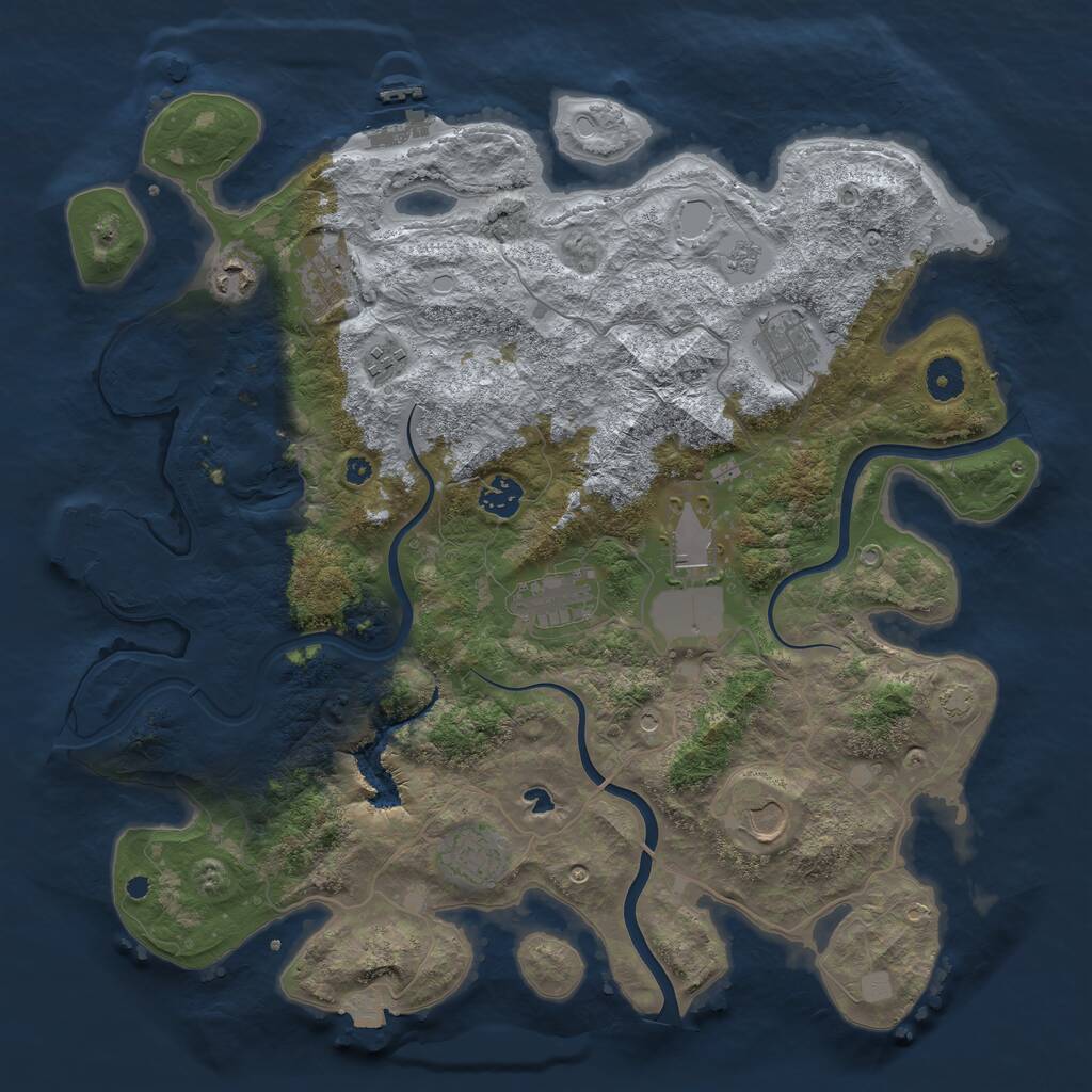 Rust Map: Procedural Map, Size: 4000, Seed: 2120452561, 15 Monuments