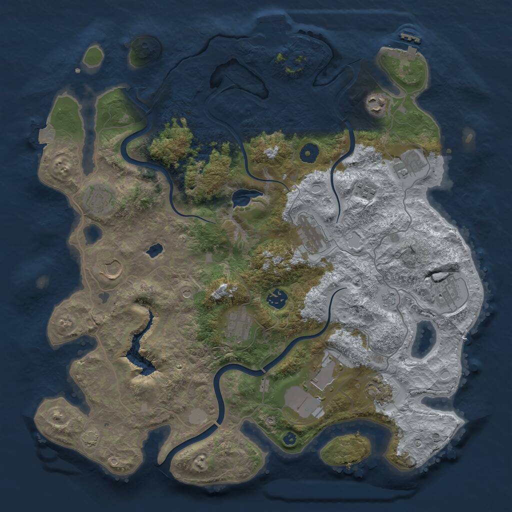 Rust Map: Procedural Map, Size: 4000, Seed: 979185975, 17 Monuments