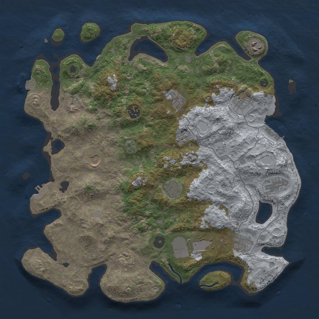 Rust Map: Procedural Map, Size: 4000, Seed: 979185975, 19 Monuments