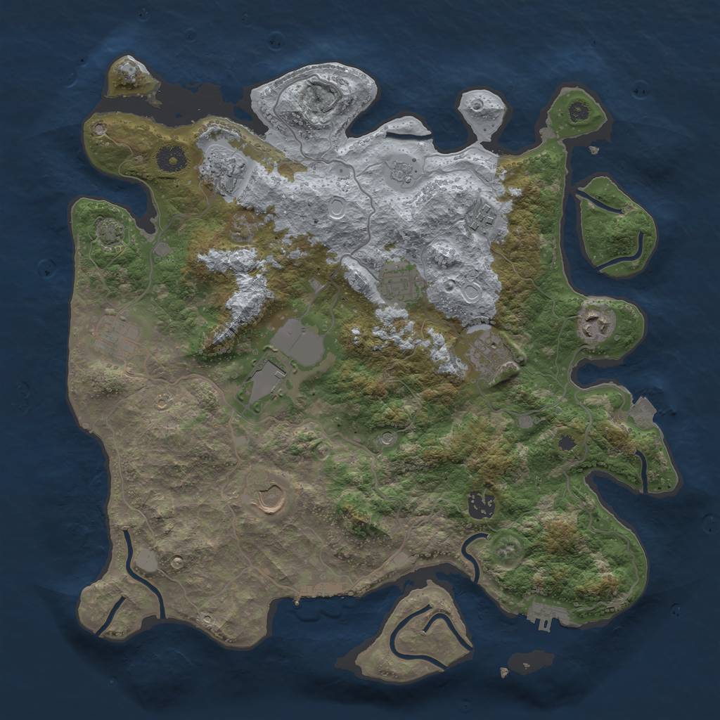 Rust Map: Procedural Map, Size: 3750, Seed: 1891000981, 17 Monuments