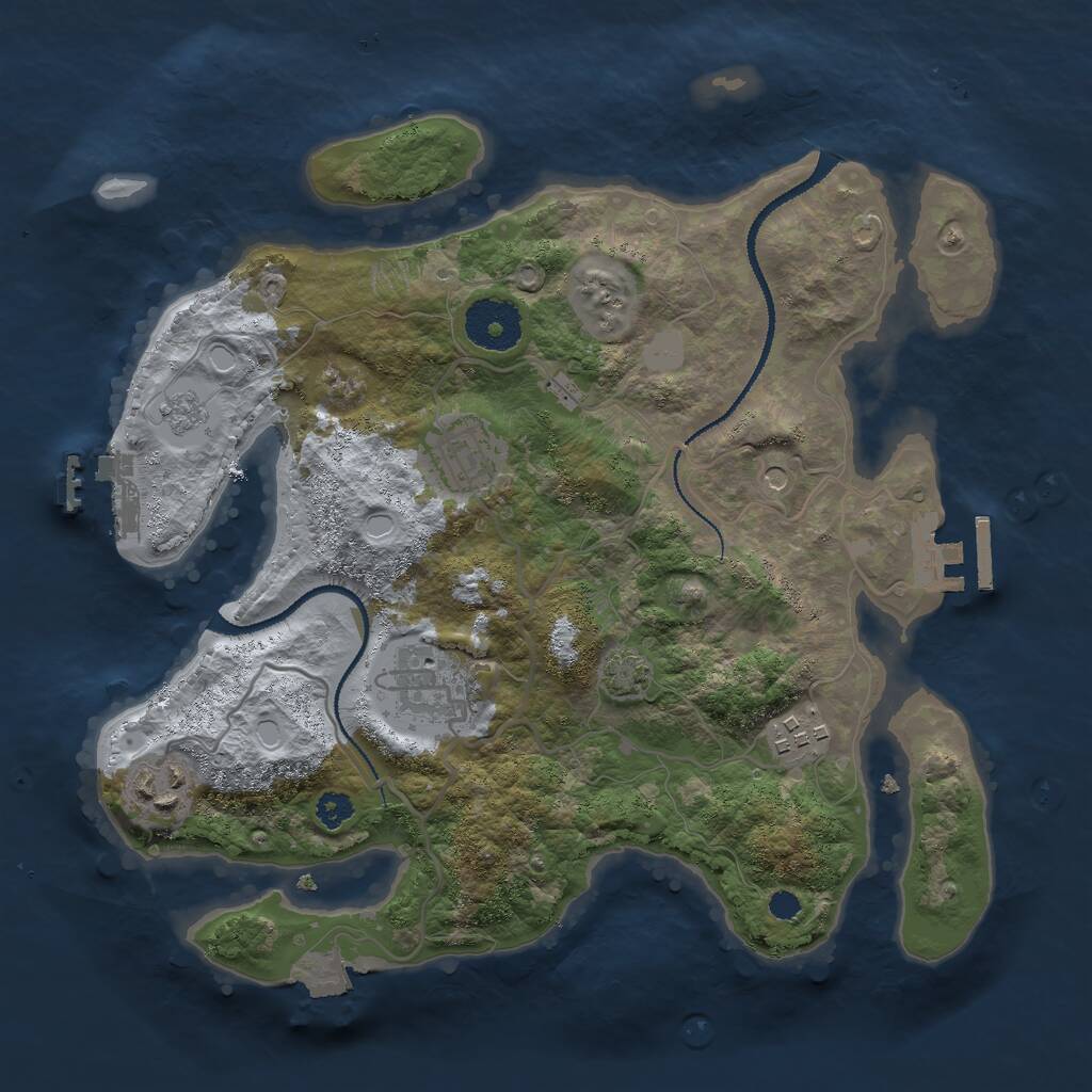 Rust Map: Procedural Map, Size: 3000, Seed: 14335, 10 Monuments