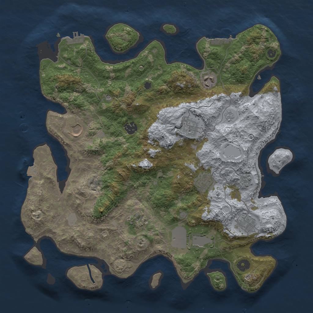 Rust Map: Procedural Map, Size: 3800, Seed: 2051034899, 17 Monuments