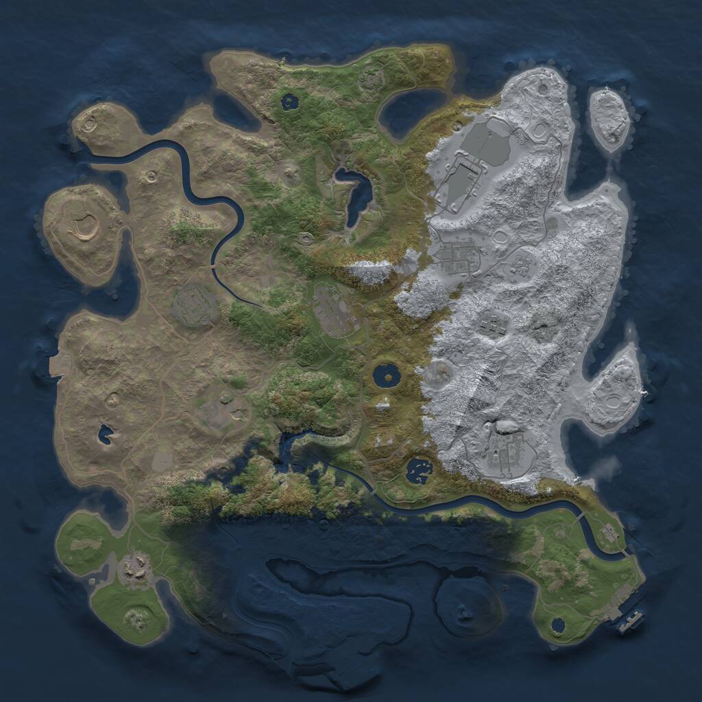 Rust Map: Procedural Map, Size: 4000, Seed: 558126483, 16 Monuments