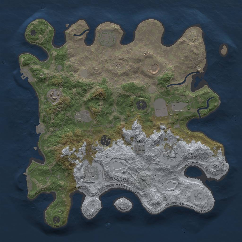 Rust Map: Procedural Map, Size: 3500, Seed: 959618060, 17 Monuments