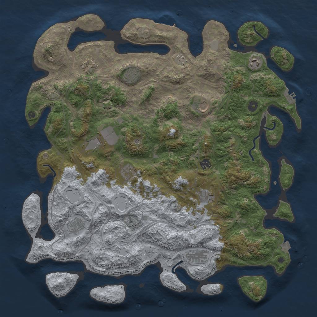 Rust Map: Procedural Map, Size: 4500, Seed: 32033, 19 Monuments