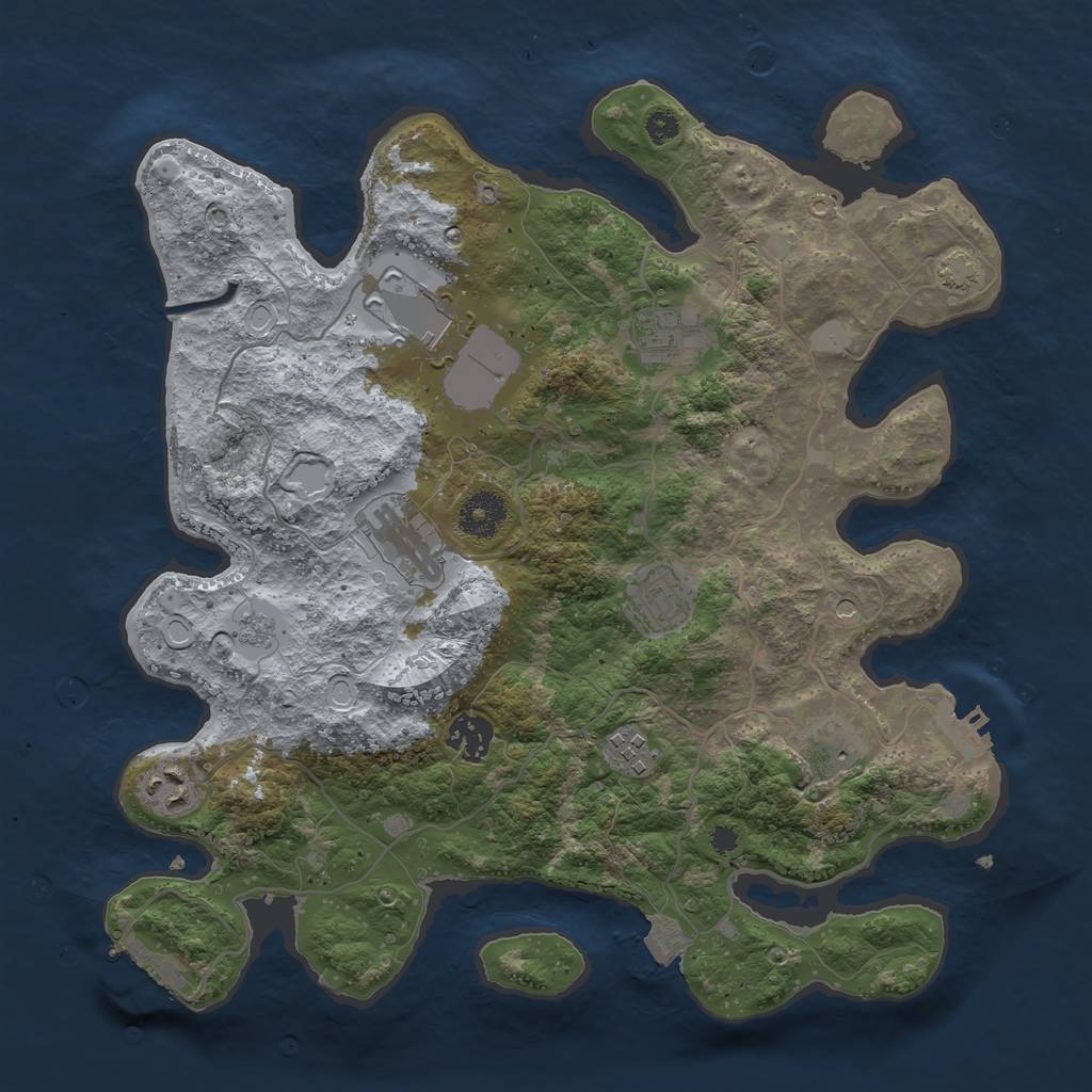 Rust Map: Procedural Map, Size: 3500, Seed: 68698854, 16 Monuments