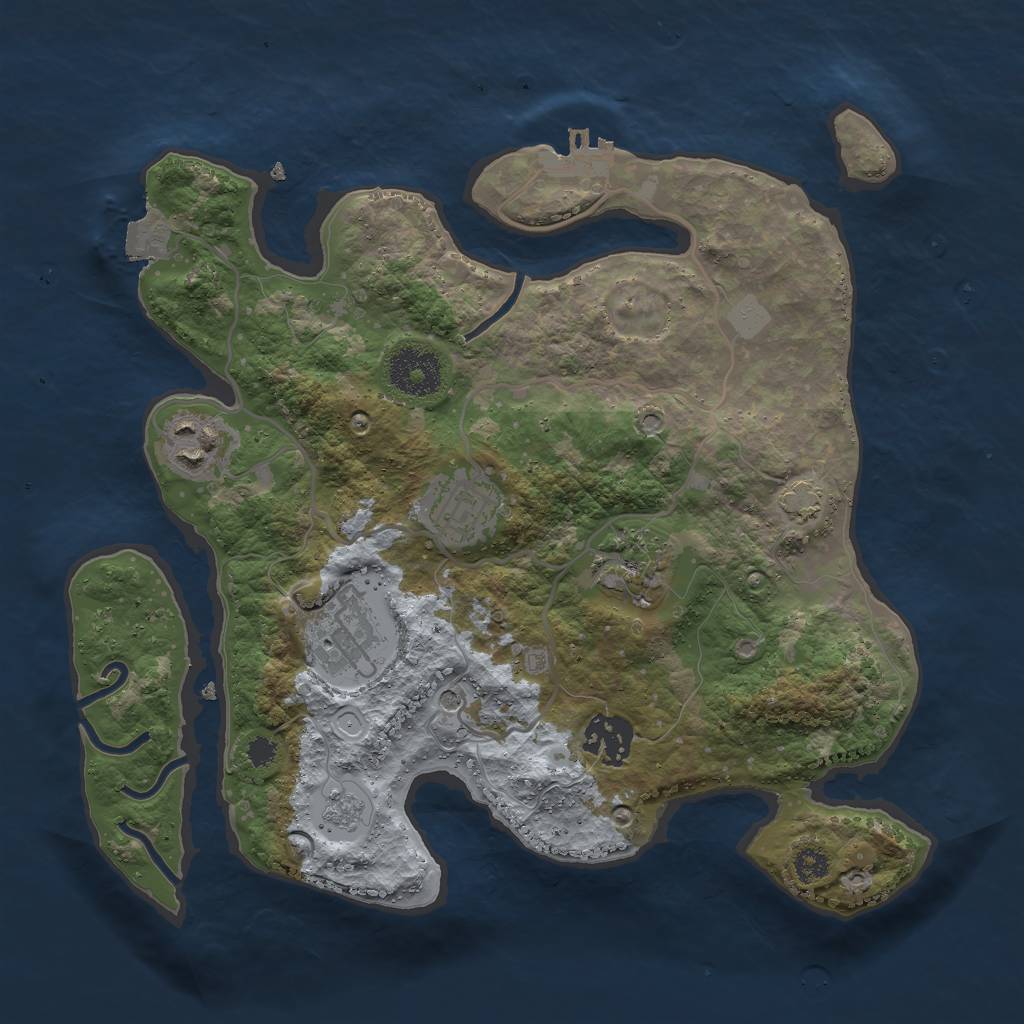 Rust Map: Procedural Map, Size: 3000, Seed: 1918918371, 12 Monuments
