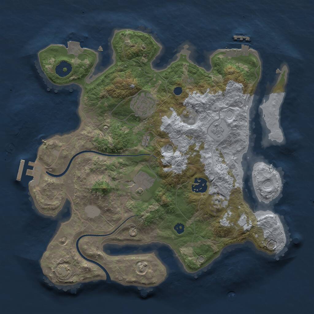 Rust Map: Procedural Map, Size: 3000, Seed: 1122173146, 9 Monuments