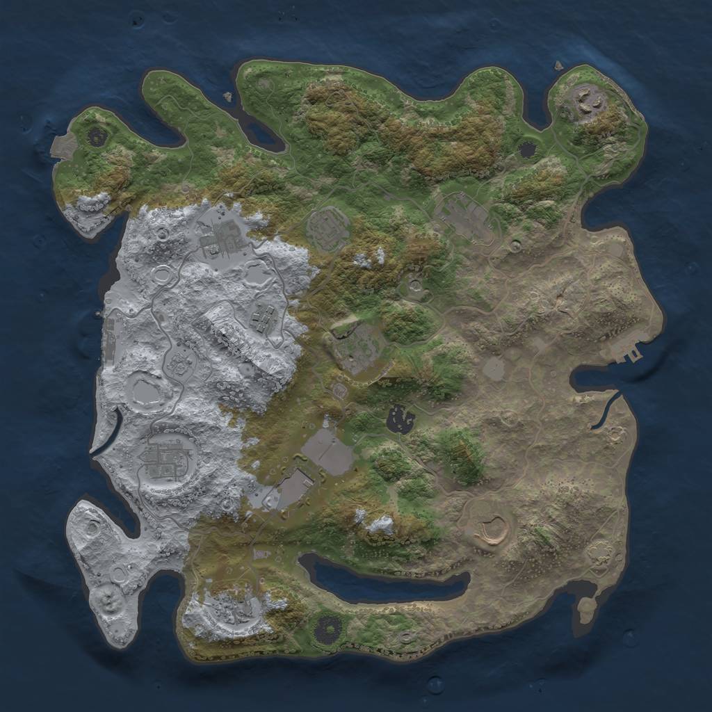 Rust Map: Procedural Map, Size: 3750, Seed: 43214761, 19 Monuments