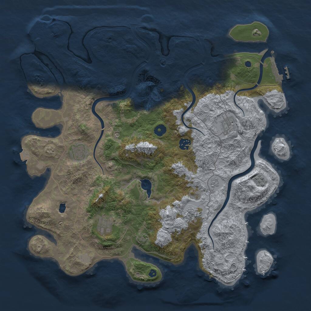 Rust Map: Procedural Map, Size: 4000, Seed: 48147, 12 Monuments
