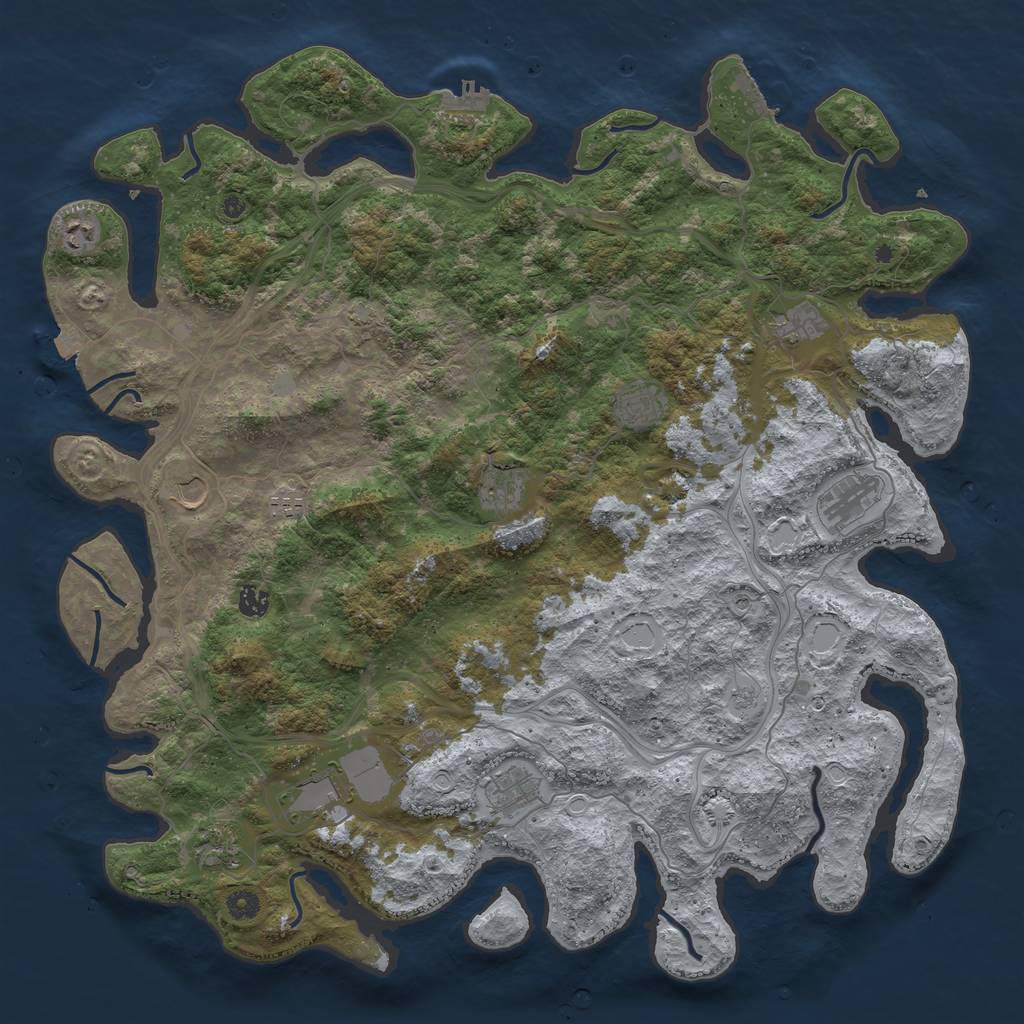 Rust Map: Procedural Map, Size: 4800, Seed: 366687036, 19 Monuments