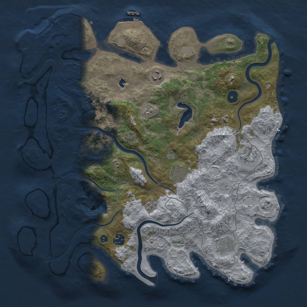 Rust Map: Procedural Map, Size: 4000, Seed: 113466, 12 Monuments