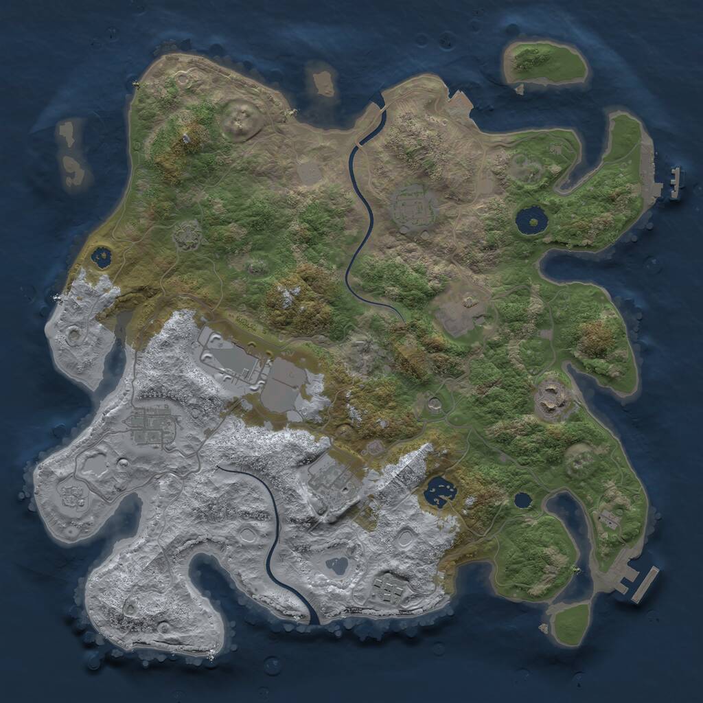 Rust Map: Procedural Map, Size: 3500, Seed: 1929076255, 14 Monuments