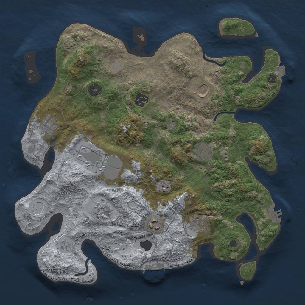 Rust Map: Procedural Map, Size: 3500, Seed: 1929076255, 17 Monuments