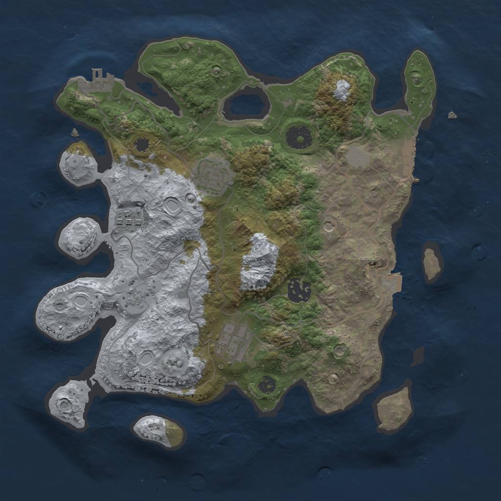 Rust Map: Procedural Map, Size: 3000, Seed: 1192818020, 11 Monuments