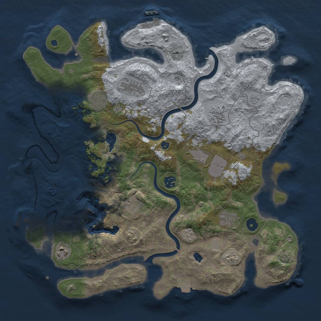 Rust Map: Procedural Map, Size: 4000, Seed: 1967617708, 15 Monuments