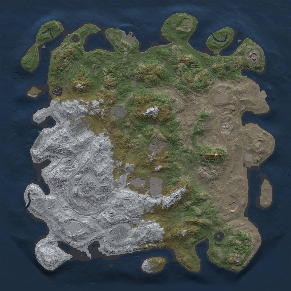 Rust Map: Procedural Map, Size: 4300, Seed: 542039026, 19 Monuments