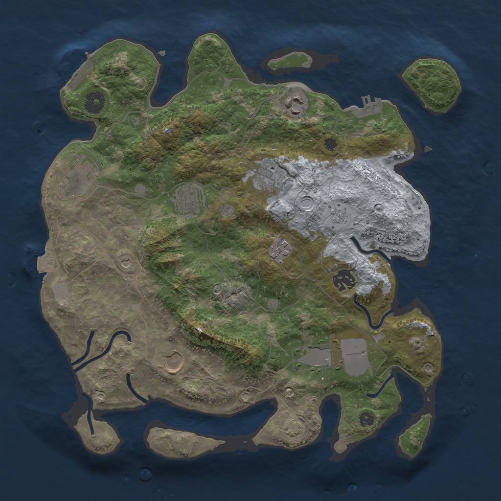 Rust Map: Procedural Map, Size: 3500, Seed: 1849427528, 16 Monuments