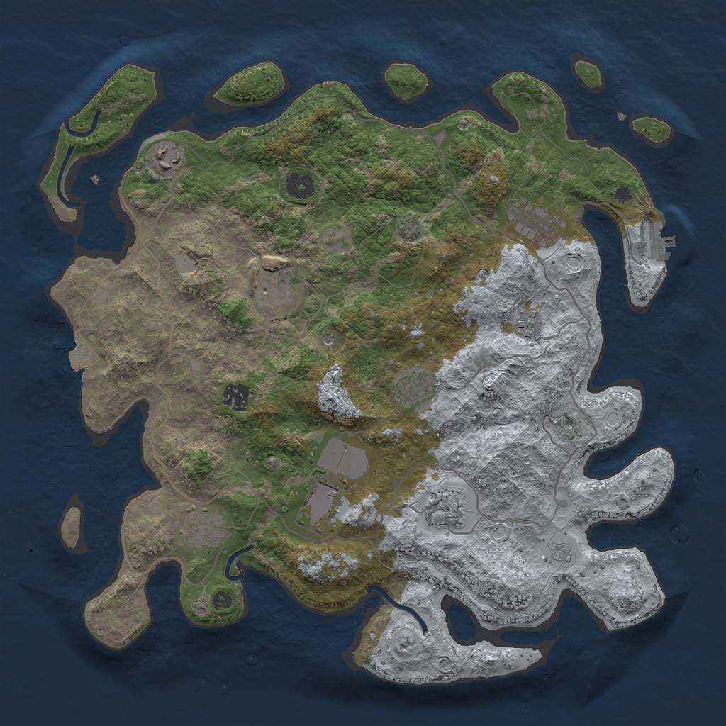 Rust Map: Procedural Map, Size: 4000, Seed: 207659227, 16 Monuments