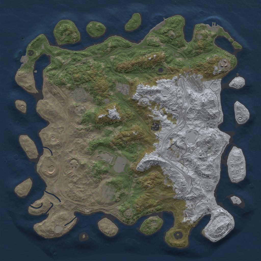 Rust Map: Procedural Map, Size: 4500, Seed: 1865416585, 19 Monuments