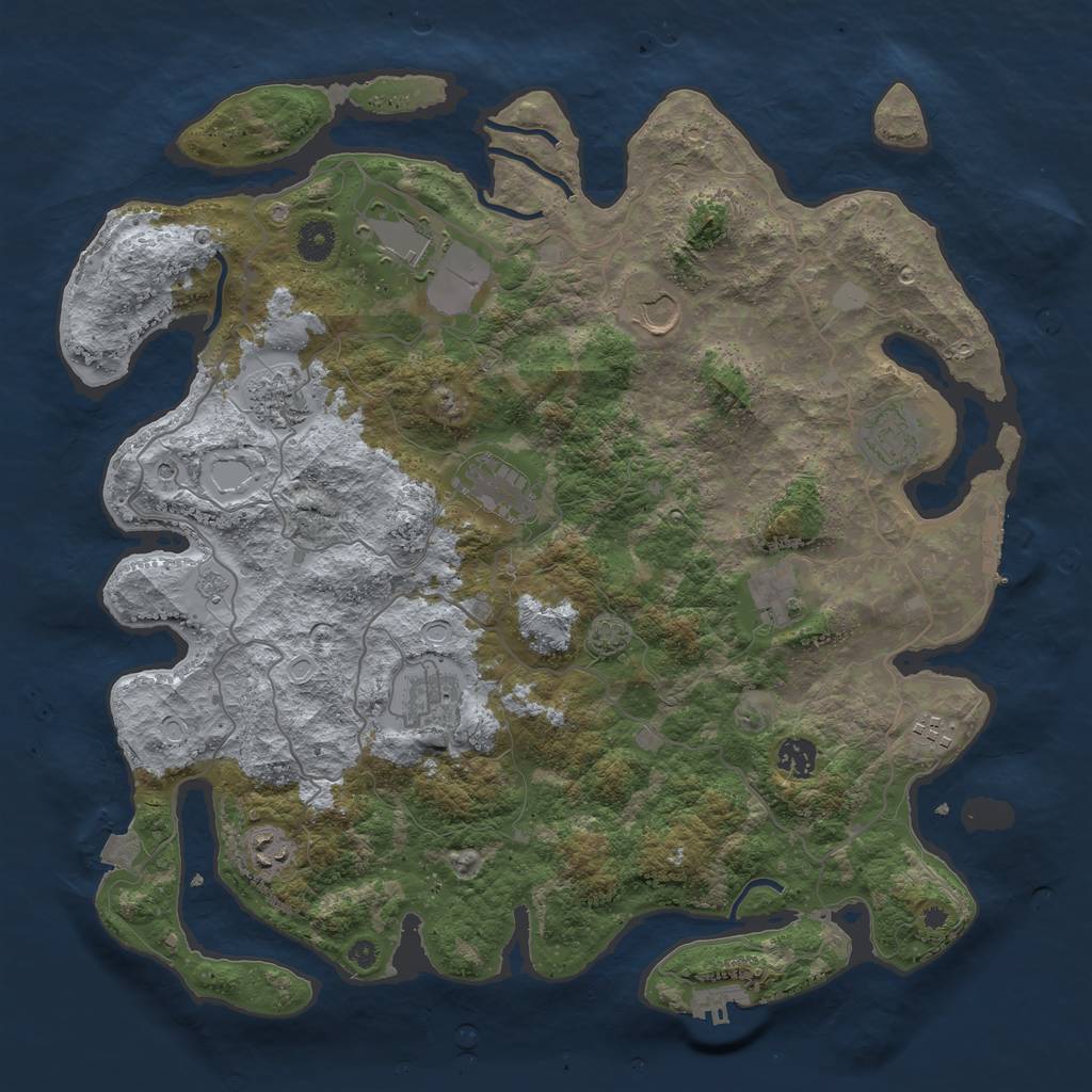 Rust Map: Procedural Map, Size: 4100, Seed: 1753191597, 18 Monuments