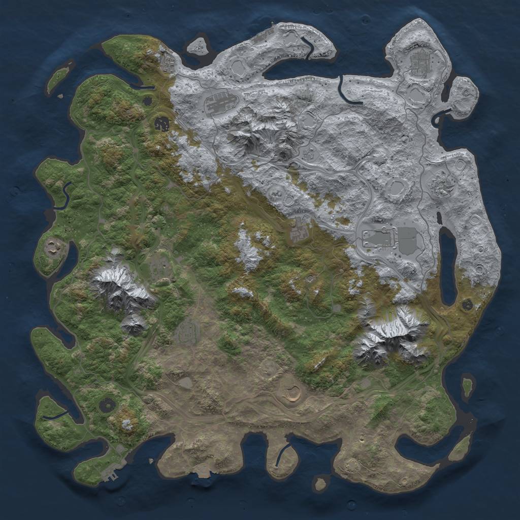 Rust Map: Procedural Map, Size: 5000, Seed: 667969827, 19 Monuments