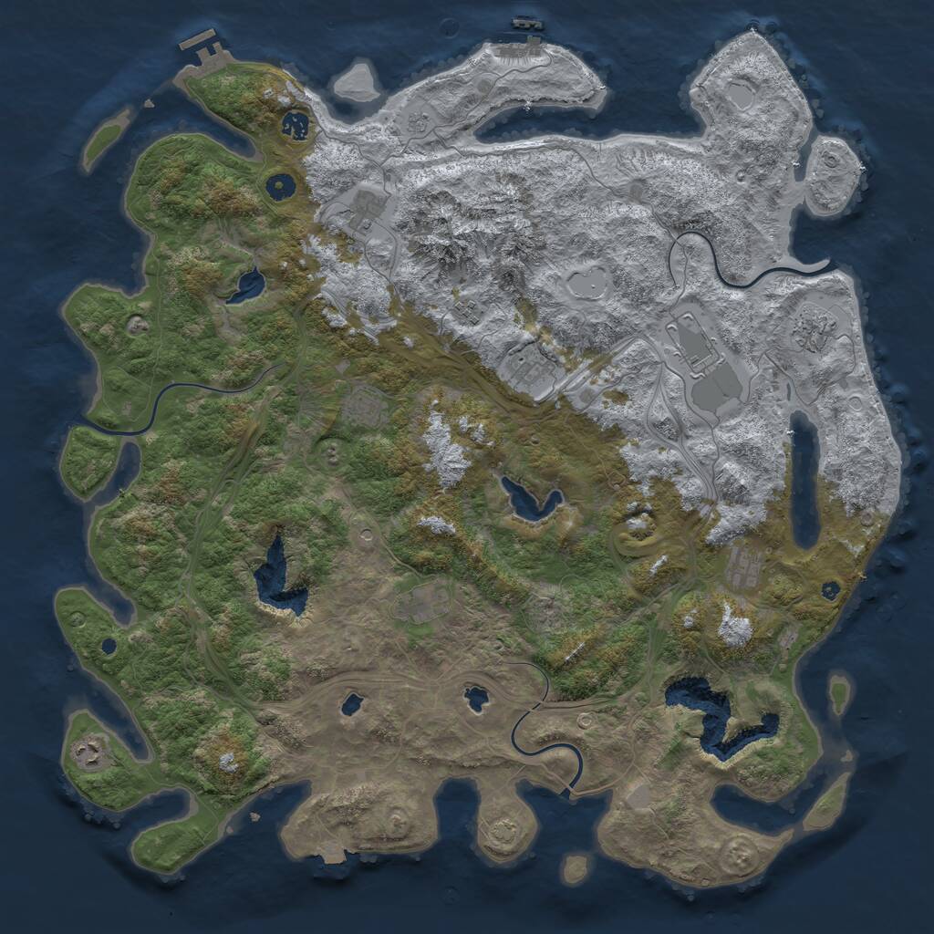 Rust Map: Procedural Map, Size: 5000, Seed: 667969827, 16 Monuments