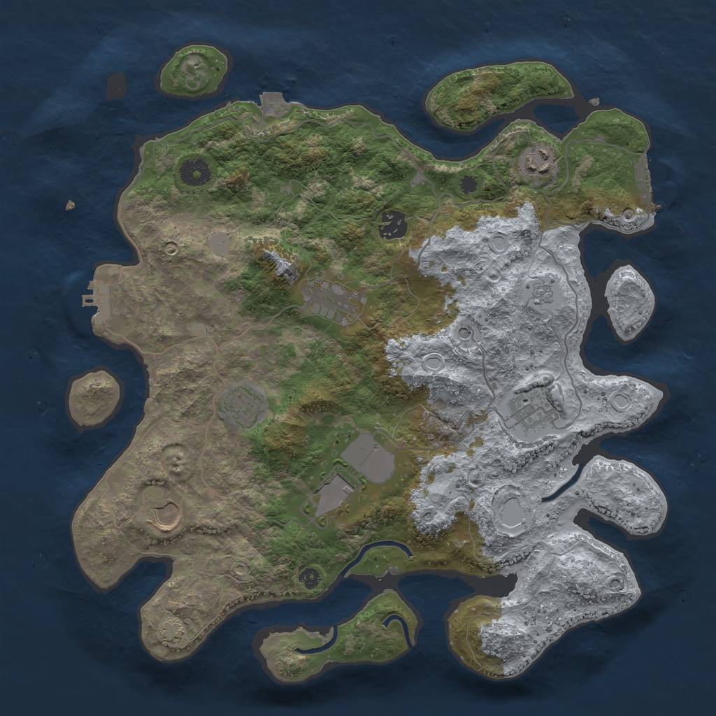 Rust Map: Procedural Map, Size: 3650, Seed: 20486781, 15 Monuments