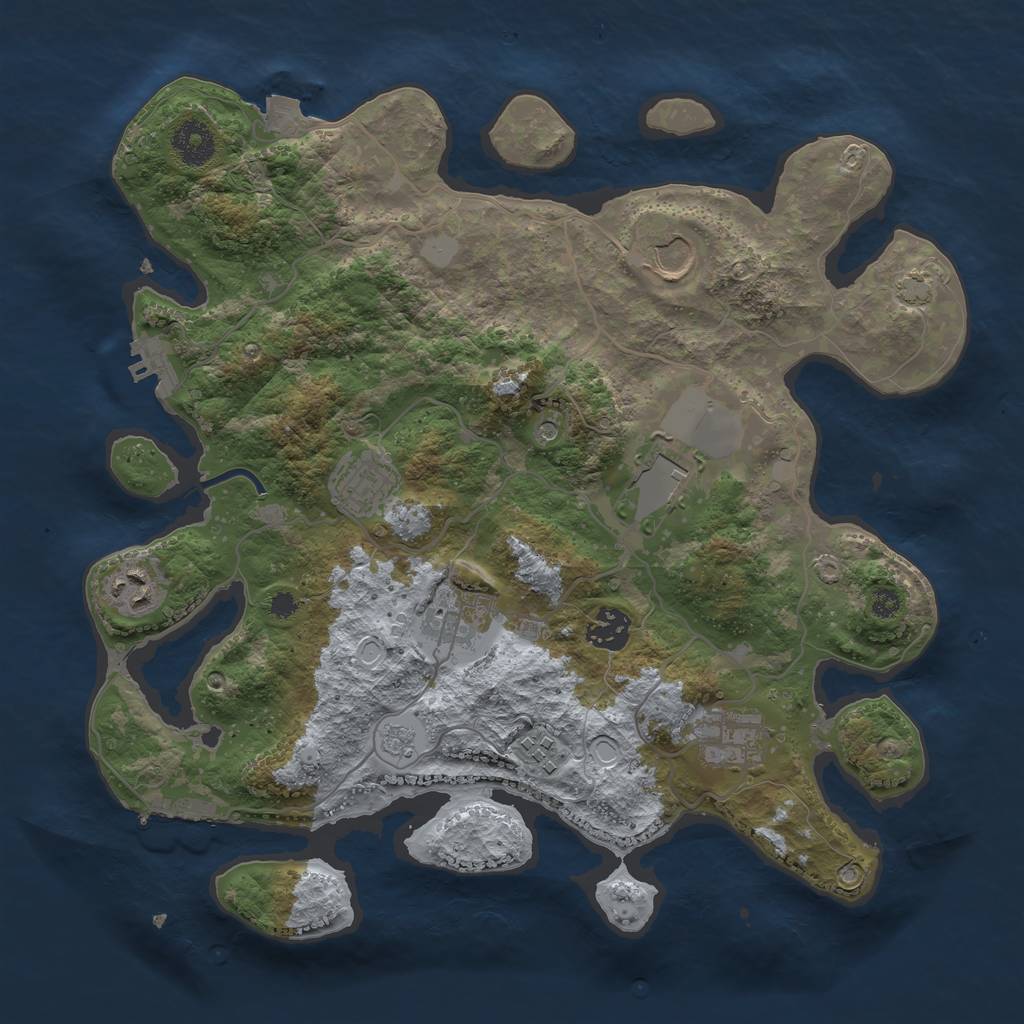 Rust Map: Procedural Map, Size: 3500, Seed: 58022795, 16 Monuments