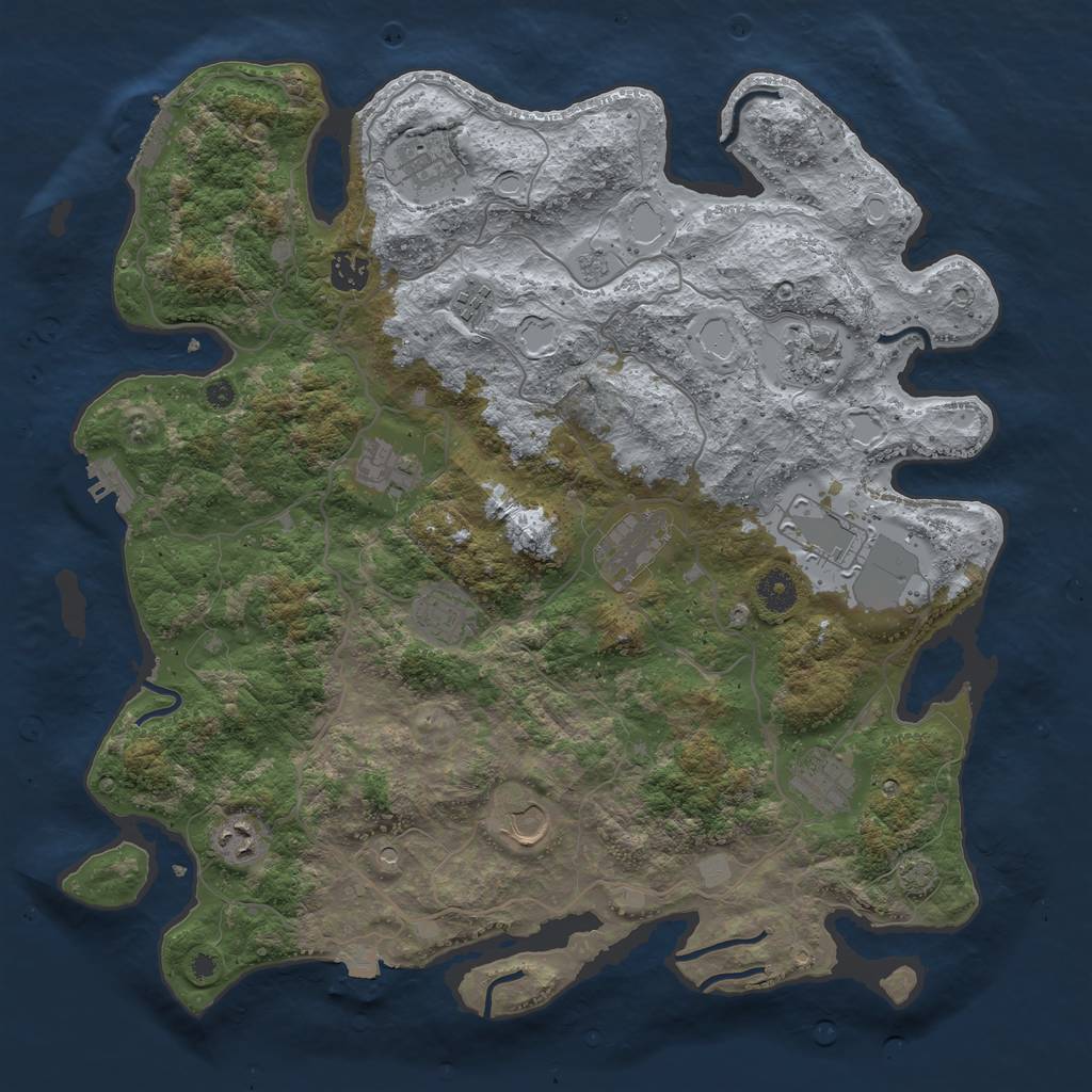 Rust Map: Procedural Map, Size: 4050, Seed: 1382881389, 19 Monuments