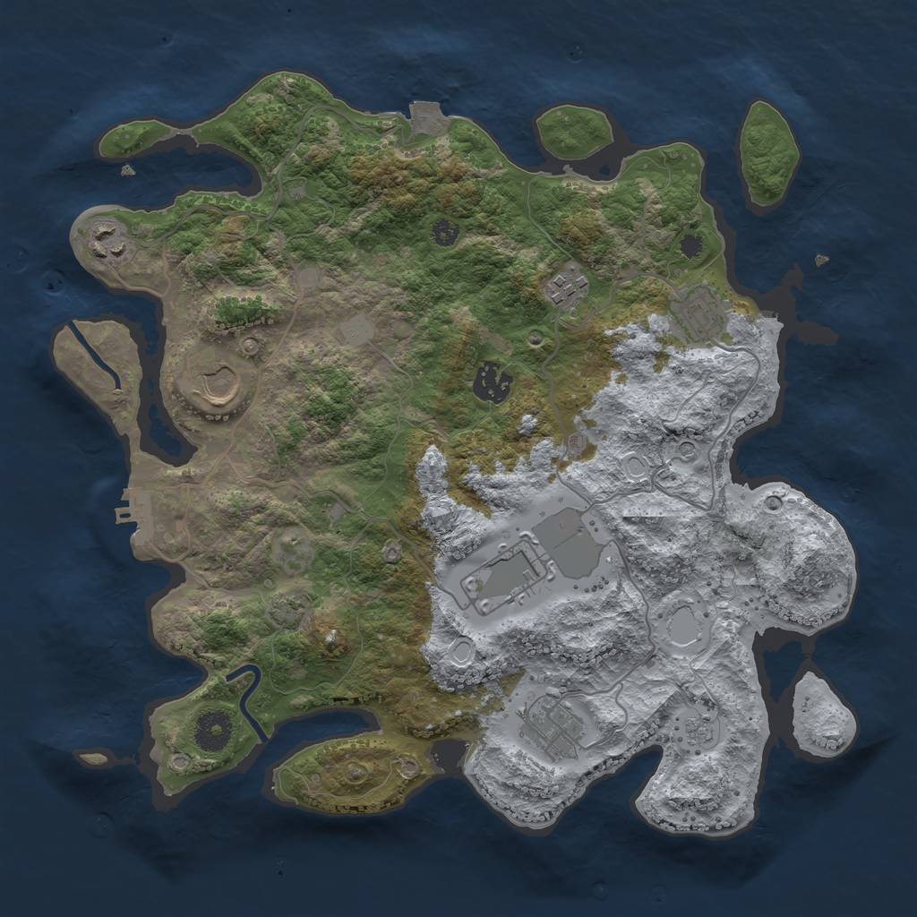 Rust Map: Procedural Map, Size: 3500, Seed: 842214091, 14 Monuments