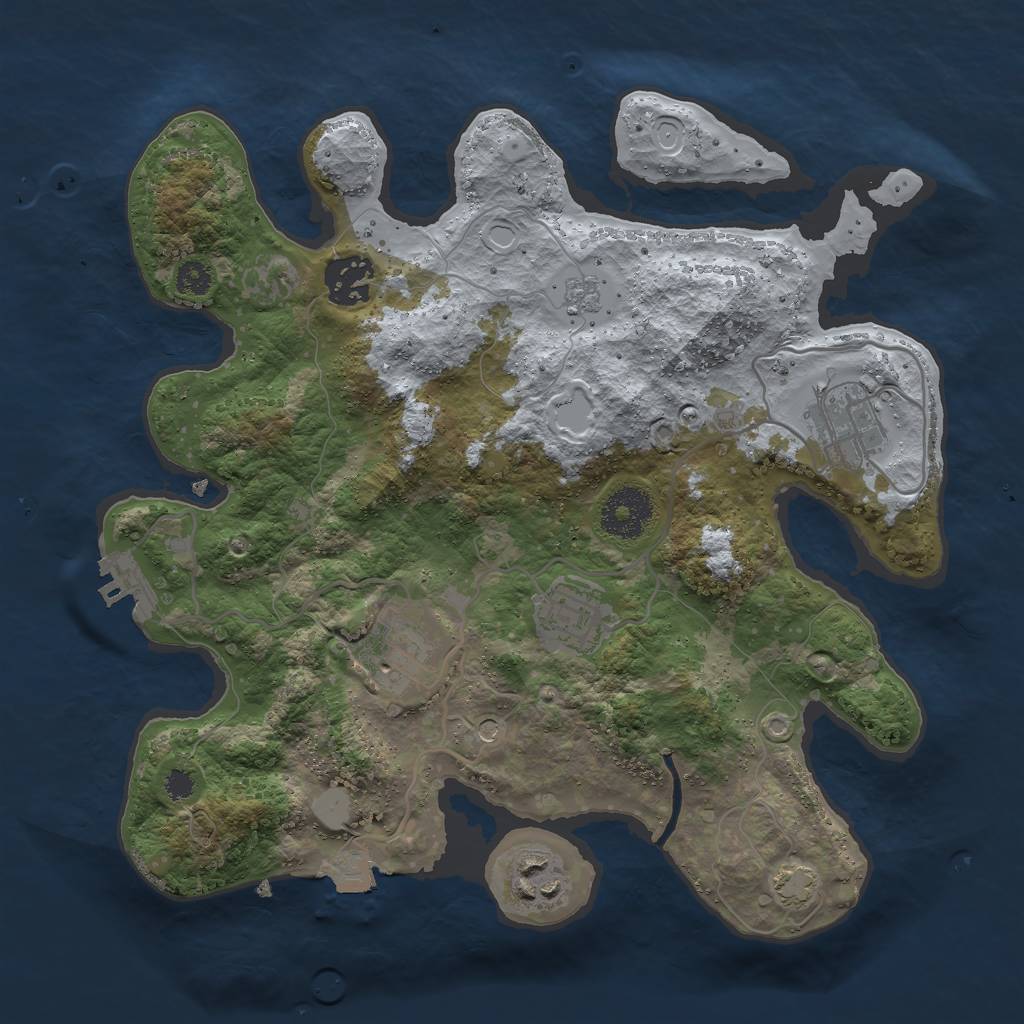 Rust Map: Procedural Map, Size: 3000, Seed: 540420635, 12 Monuments