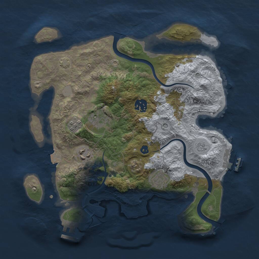 Rust Map: Procedural Map, Size: 3000, Seed: 1086764559, 11 Monuments