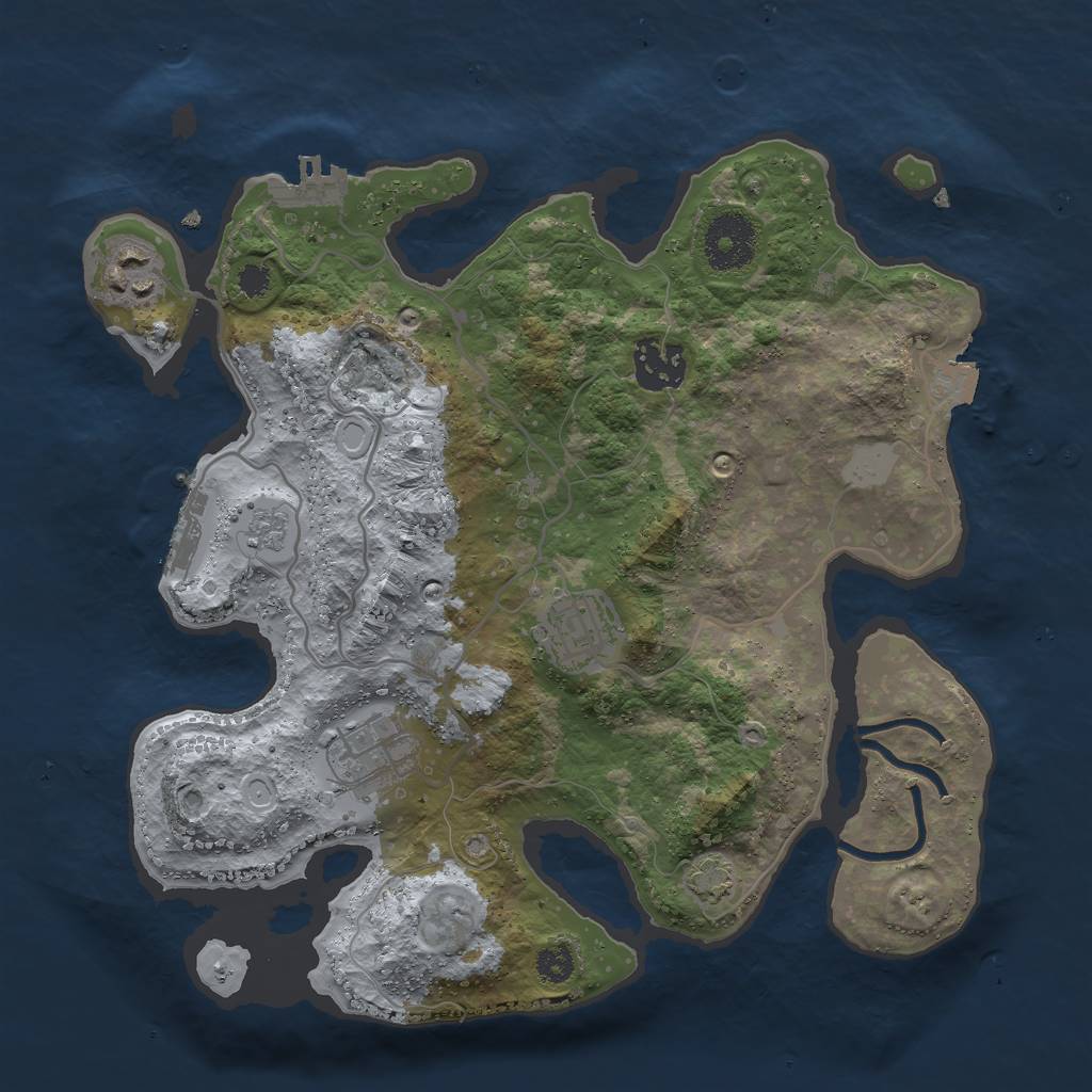 Rust Map: Procedural Map, Size: 3000, Seed: 296384, 11 Monuments
