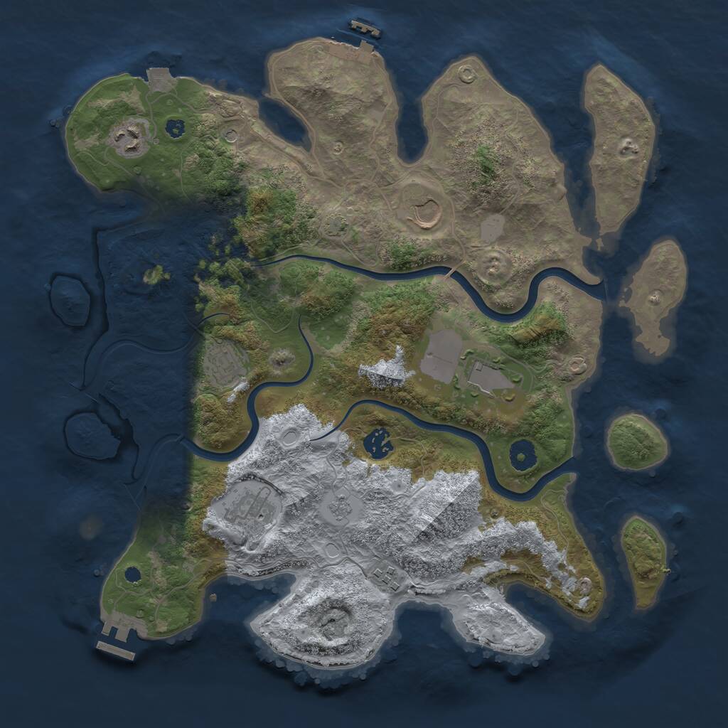 Rust Map: Procedural Map, Size: 3750, Seed: 1064775003, 13 Monuments