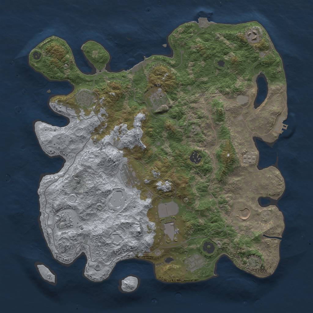 Rust Map: Procedural Map, Size: 4000, Seed: 713009187, 18 Monuments