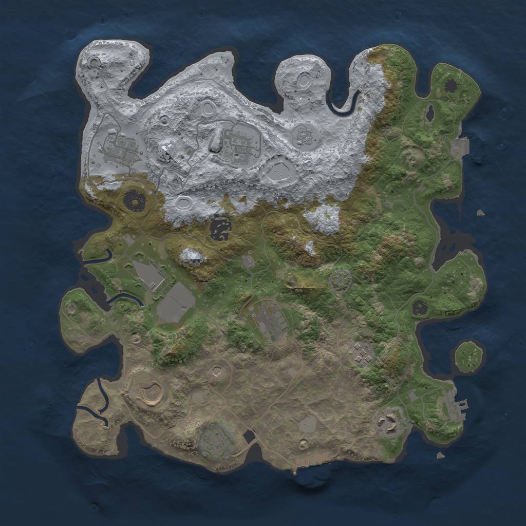 Rust Map: Procedural Map, Size: 3500, Seed: 1813786249, 17 Monuments