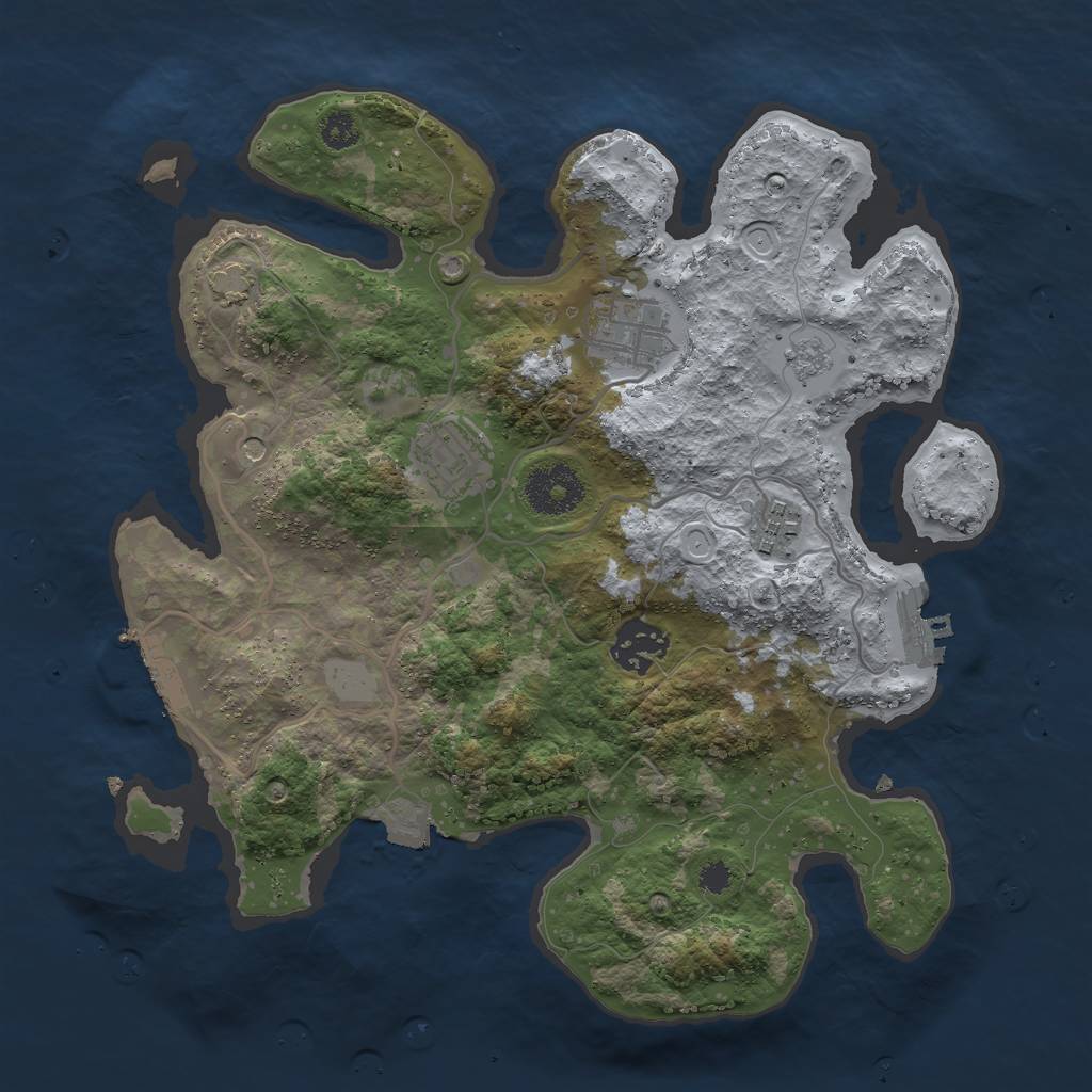Rust Map: Procedural Map, Size: 3000, Seed: 1047900900, 12 Monuments