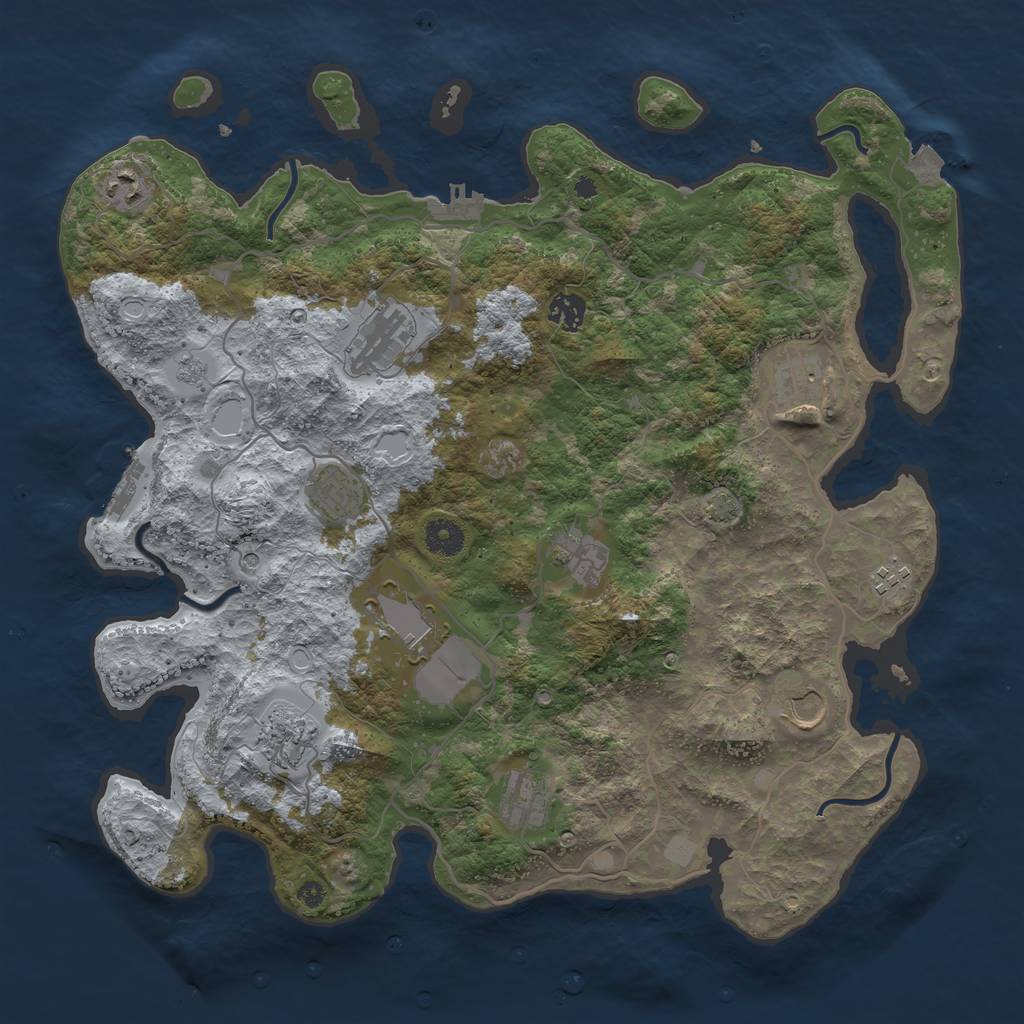 Rust Map: Procedural Map, Size: 4000, Seed: 2101168328, 19 Monuments