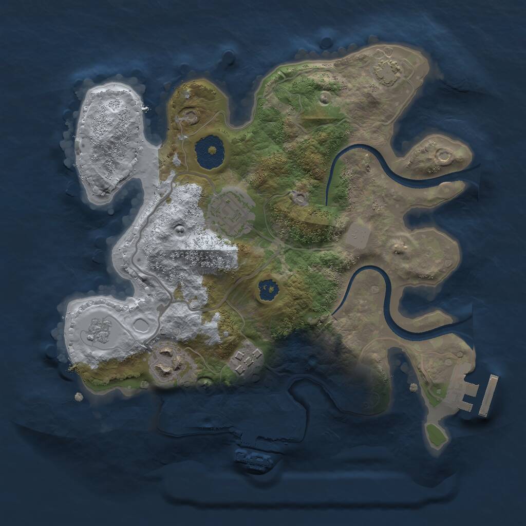 Rust Map: Procedural Map, Size: 2500, Seed: 307404274, 8 Monuments